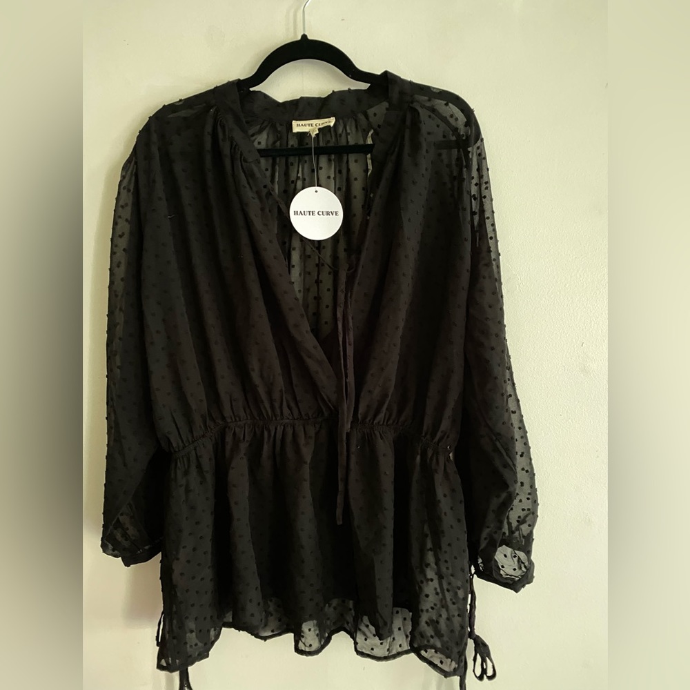 Forever21 / Haute Curve Size 2XL Black Peplum Blouse